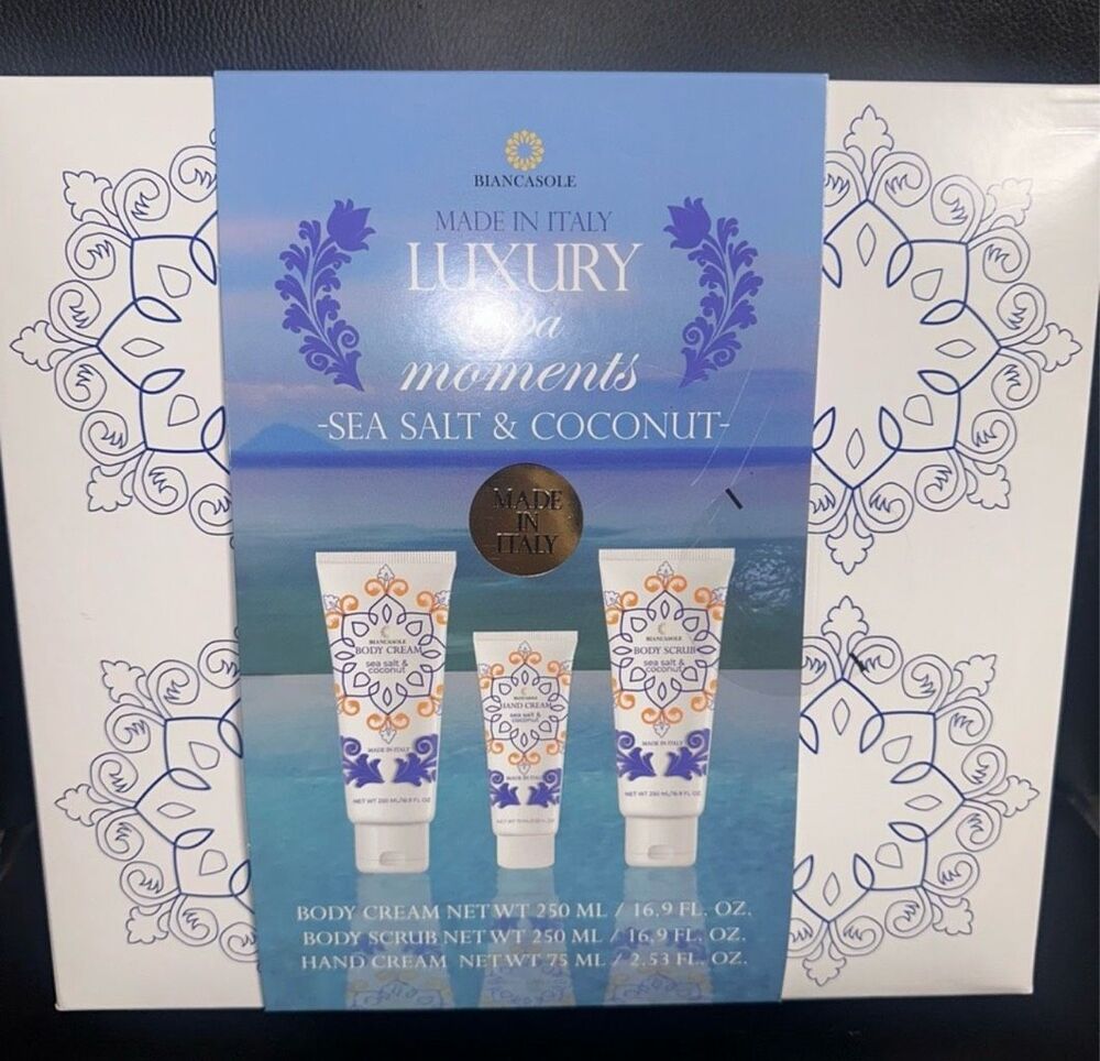 Biancasole Luxury Spa Body Cream Hand Cream Scrub Set Sea Salt Coconut NEW